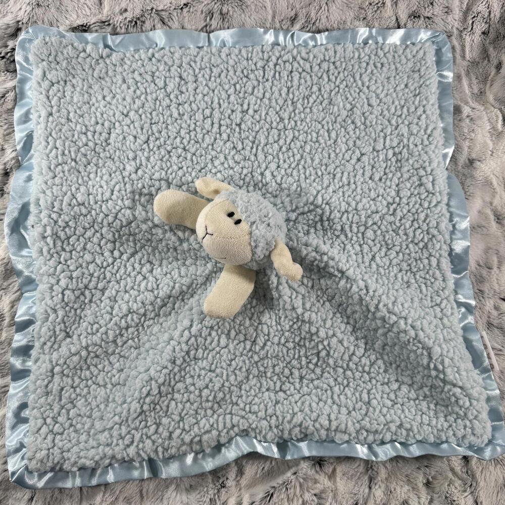 Stephan‎ Baby Lamb Lovey Plush Sherpa Satin Edge Blanket Stuffed Animal Blue